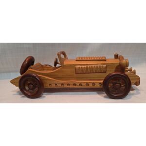 Vintage Handmade Wooden 1931 Mercedes SSKL Race Car Model 11" Decor